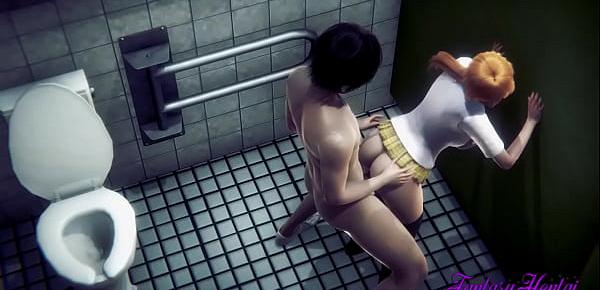 trendsBleach Hentai - Orihime in the Toilet boobjob and fucked - Anime Manga Japanese Cartoon 3D Porn